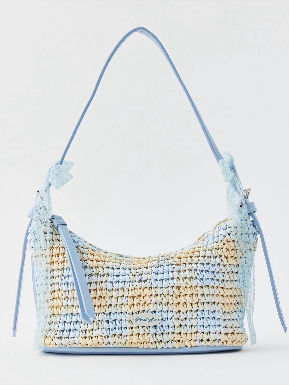 Kimchi Blue Woven Baby Blue Bag + Cream/off White Woven bag